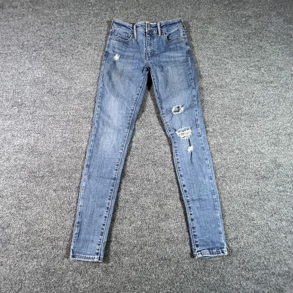 Levi's 711 Skinny Jeans Women's 25x30 Blue Cotton Denim Distressed Faded Stretch